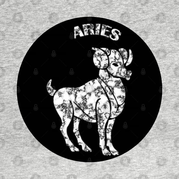 Aries Astrology Zodiac Sign - Aries  Ram Astrology Birthday Gifts Ideas - Black and White Marble by CDC Gold Designs